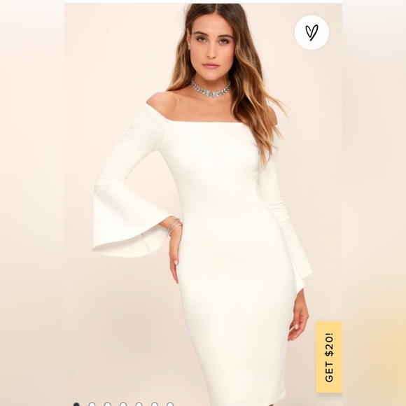 Lulu’s White Off-the-Shoulder Midi Dress - Picture 2 of 4